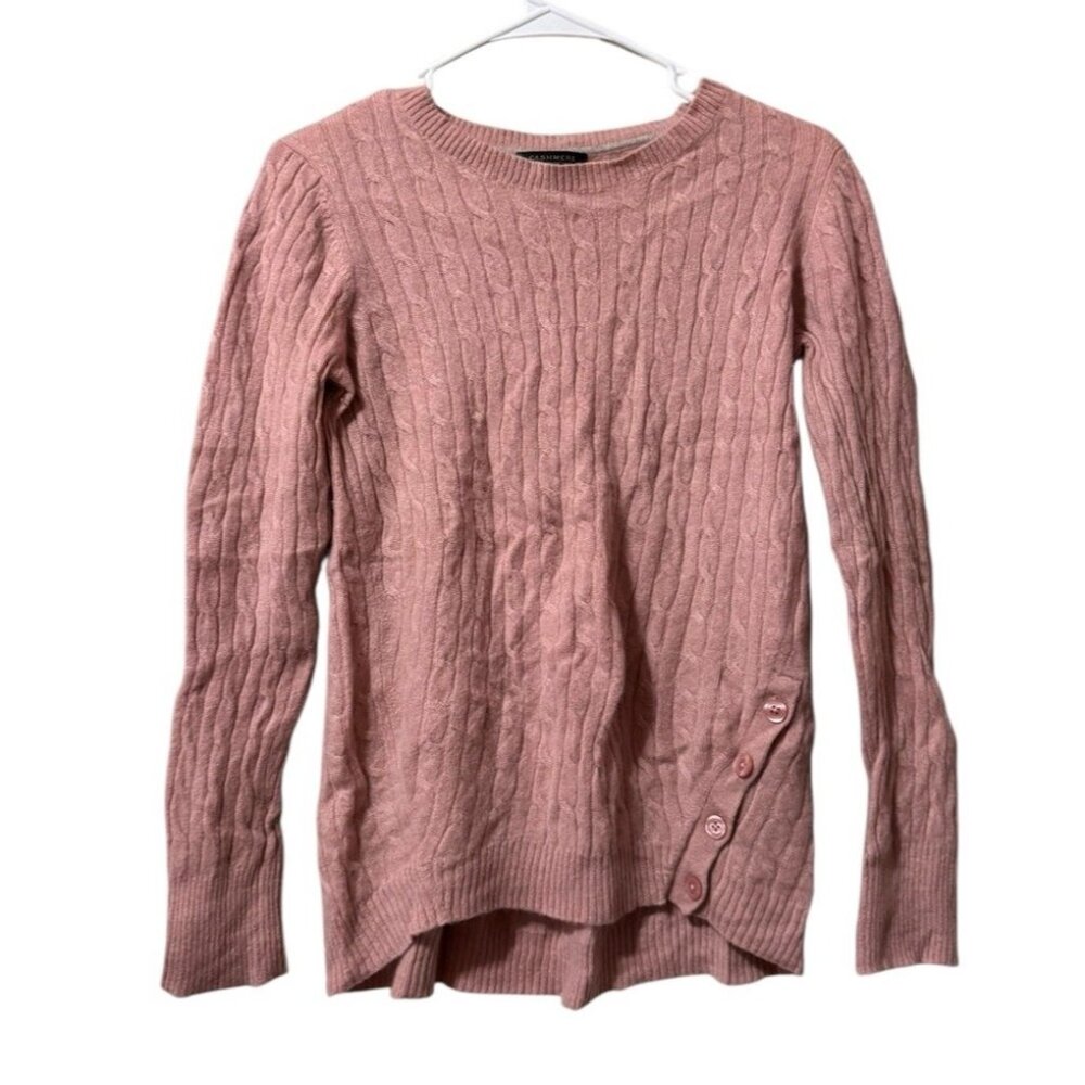 Cashmere Charter Club Luxury Women Size Medium Pink Knit Long Sleeve Ribbed City